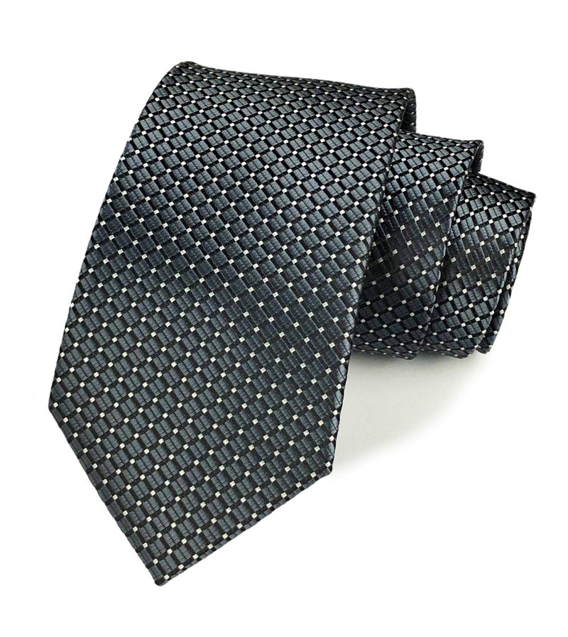 Secdtie Men's Big Boys Dark Grey Silk Plain Cravat Ties Solid Extra Long Necktie Best Xmas Gift - Image 1